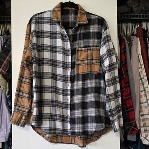 Forever 21 Womens Black White and Brown Flannel Shirt
